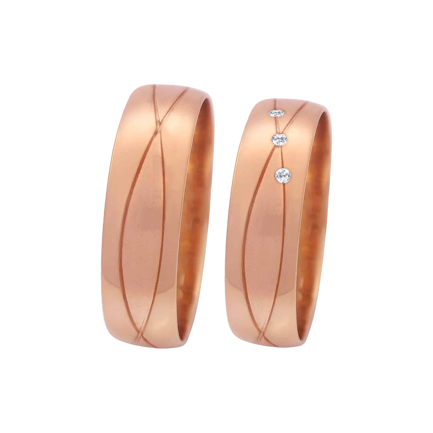 Yaku Pacha - 18k Rose Gold Wedding Rings