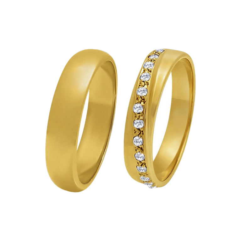 Allinpuni - Aros de Matrimonio en Oro Amarillo 18k