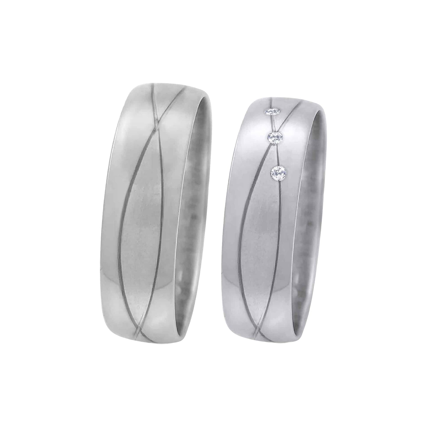 Yaku Pacha - 18k White Gold Wedding Rings